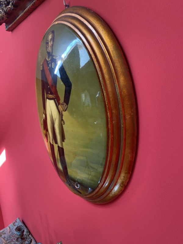 Large Vintage Convex Painting: Louis d'Orléans, Duke of Nemours
