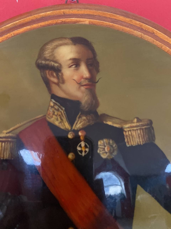 Large Vintage Convex Painting: Louis d'Orléans, Duke of Nemours