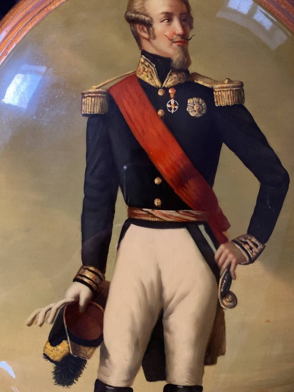 Large Vintage Convex Painting: Louis d'Orléans, Duke of Nemours