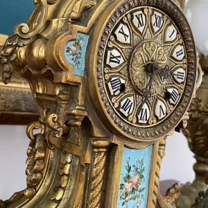 Antique French Rococo Bronze Mantel Clock