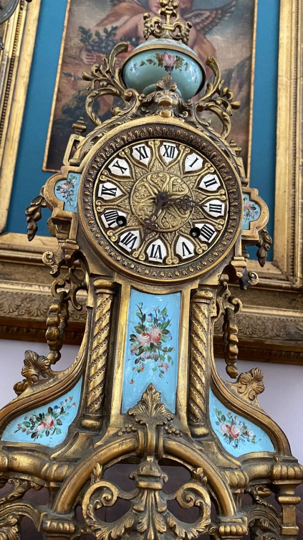Antique French Rococo Bronze Mantel Clock