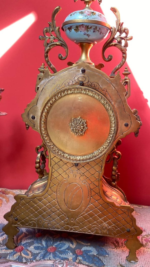 Antique French Rococo Bronze Mantel Clock