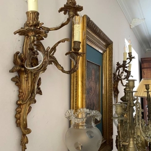 Pair of Antique Italian Baroque Bronze Wall Sconces