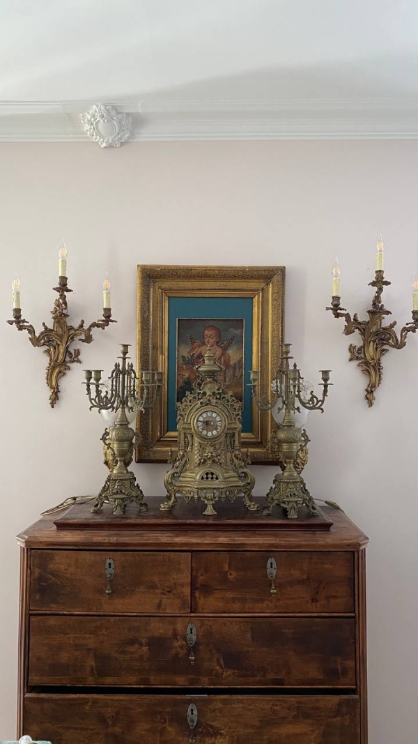 Pair of Antique Italian Baroque Bronze Wall Sconces
