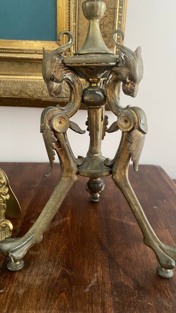 Pair of Antique Bronze Candelabra with Dragons