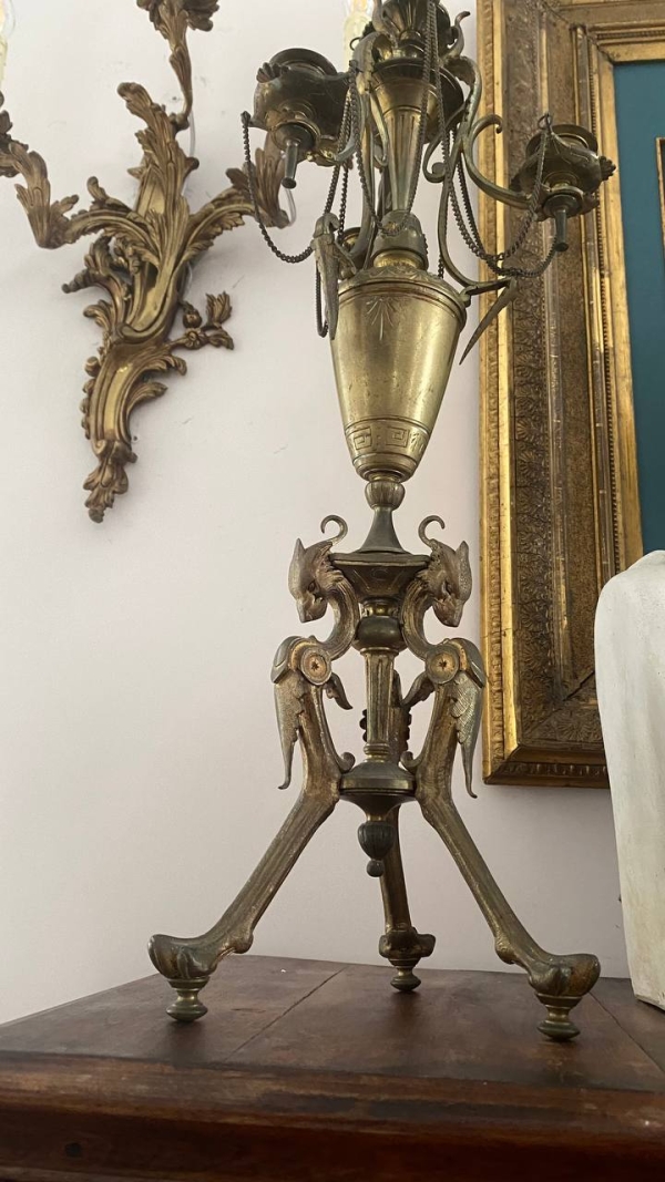 Pair of Antique Bronze Candelabra with Dragons