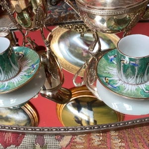 Vintage Figured Mirror Tray – Elegant Centerpiece for Tea & Coffee Service (42 x 27 cm)