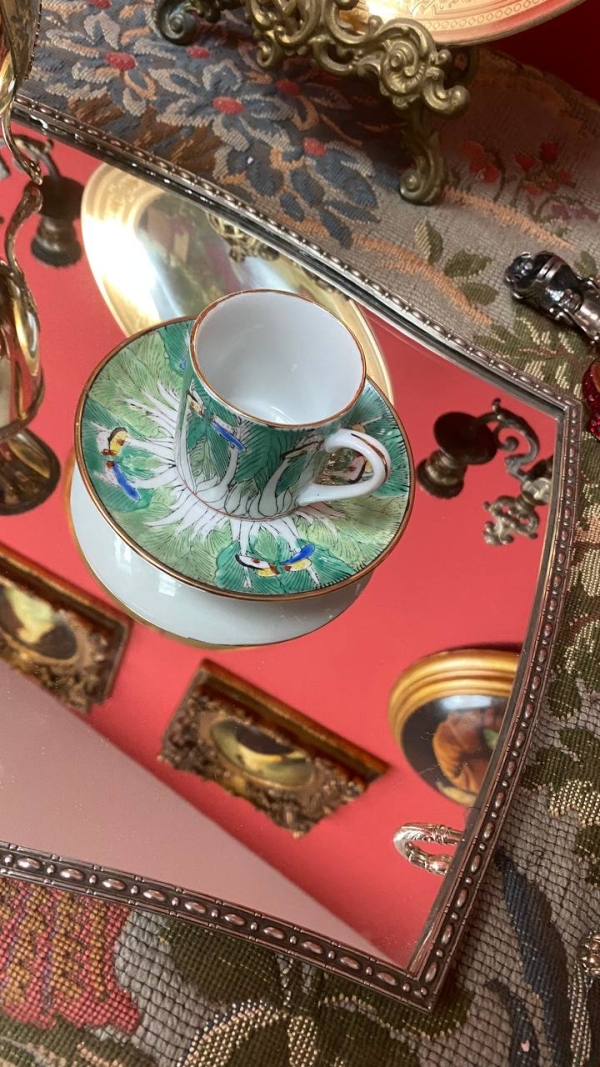 Vintage Figured Mirror Tray – Elegant Centerpiece for Tea & Coffee Service (42 x 27 cm)