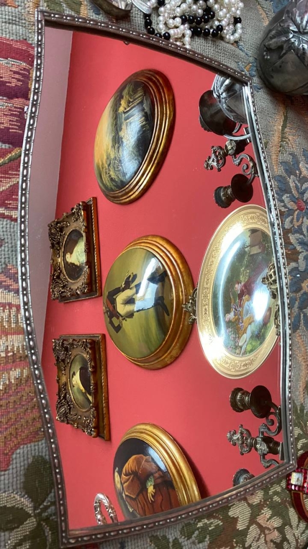 Vintage Figured Mirror Tray – Elegant Centerpiece for Tea & Coffee Service (42 x 27 cm)