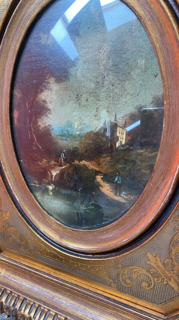 Antique Italian Castle Painting in a Beautiful Frame