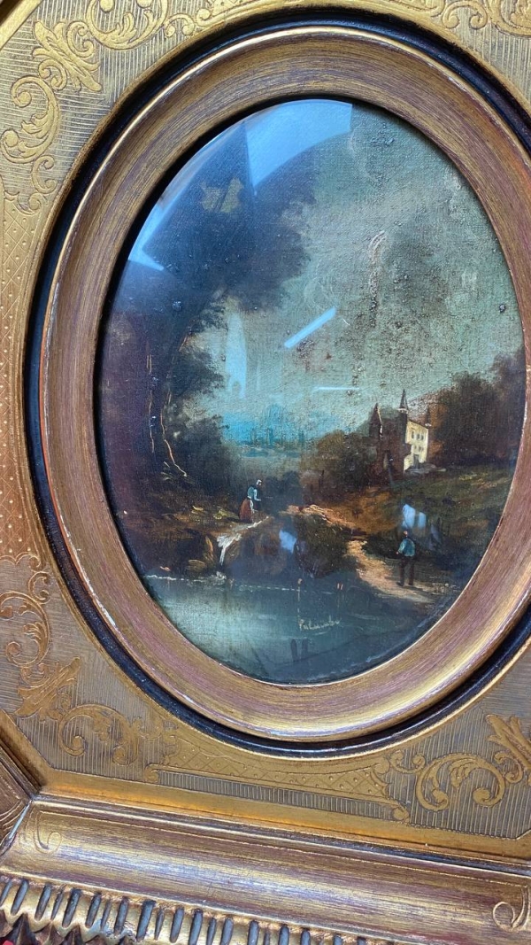 Antique Italian Castle Painting in a Beautiful Frame