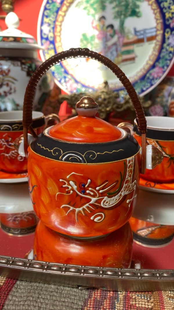 Vintage Chinese Dragon Coffee Trio
