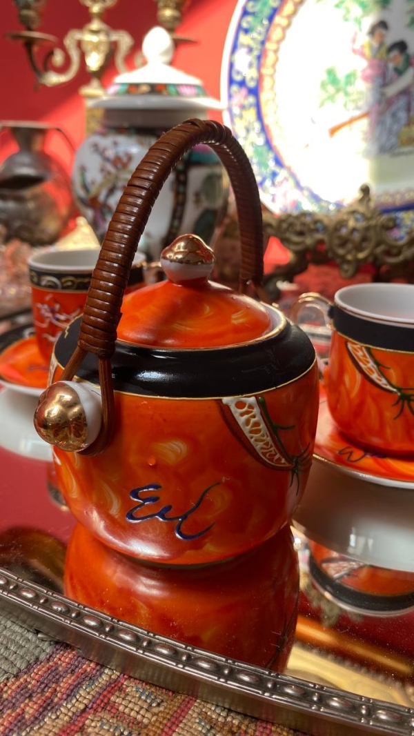 Vintage Chinese Dragon Coffee Trio