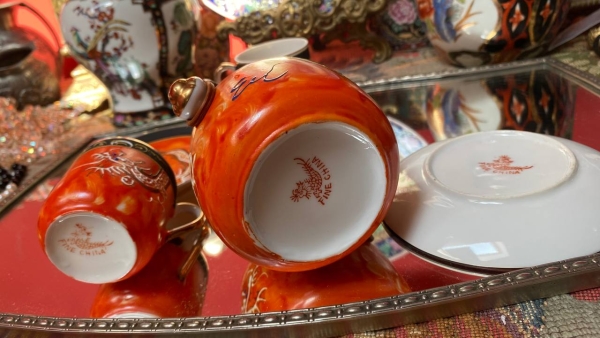 Vintage Chinese Dragon Coffee Trio