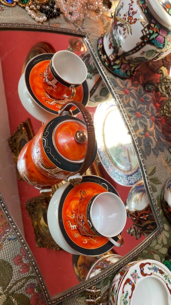 Vintage Chinese Dragon Coffee Trio