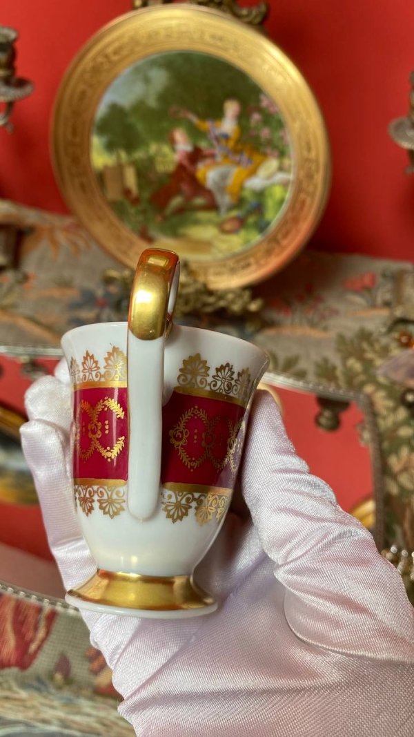 French Burgundy Coffee Cup and Saucer