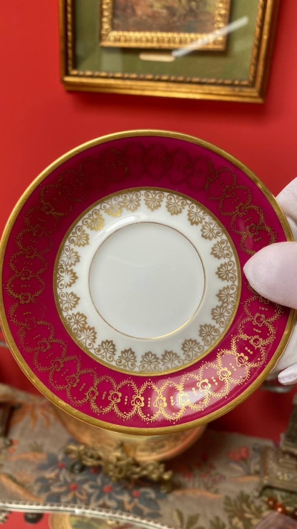 French Burgundy Coffee Cup and Saucer