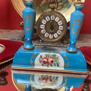 Blue Limoges Table Clock by Blossing