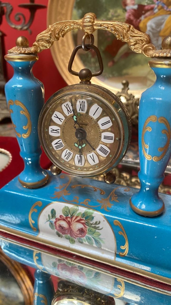 Blue Limoges Table Clock by Blossing