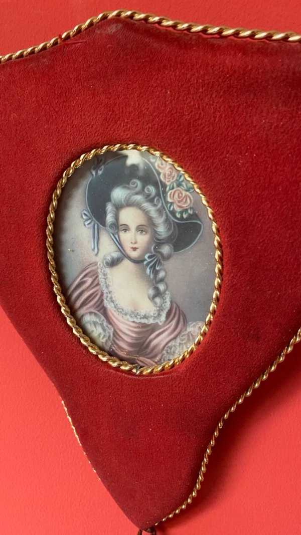 Vintage Italian Wall Pictures in Red Velvet