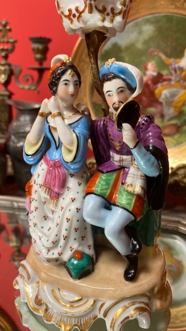 Rare Old Paris Figurine with Mirror