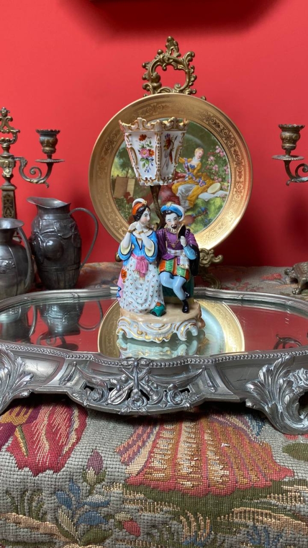 Rare Old Paris Figurine with Mirror