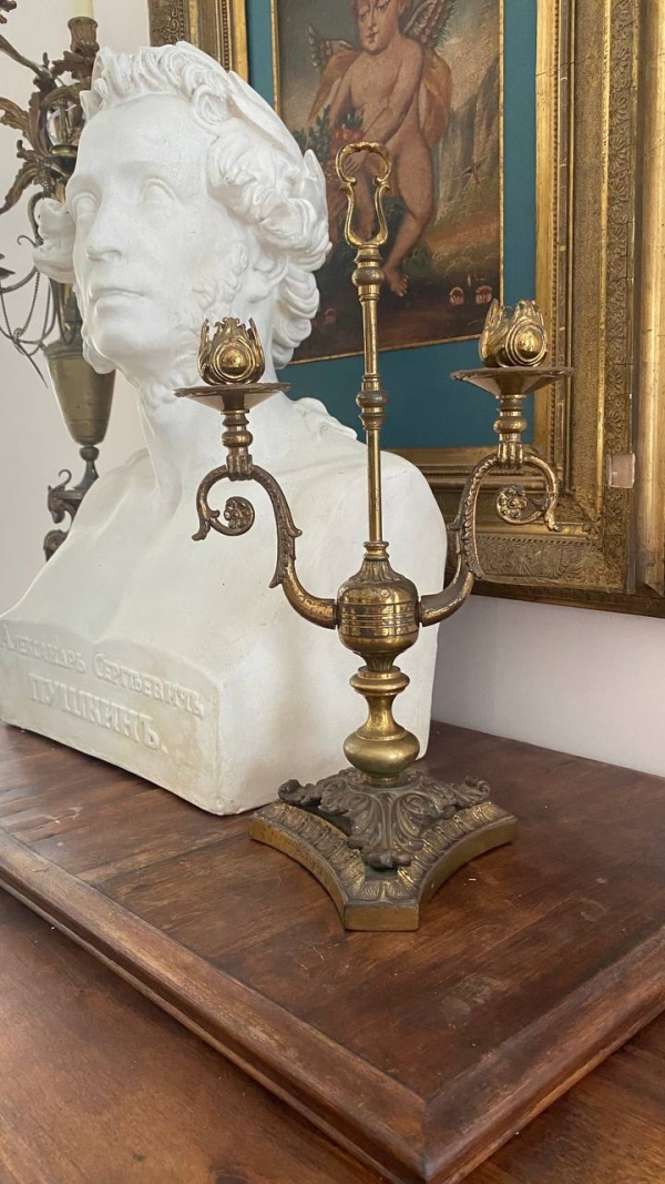 Italian Two-Light Bronze Candelabra from Palermo