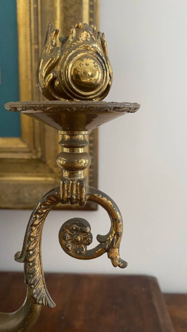 Italian Two-Light Bronze Candelabra from Palermo