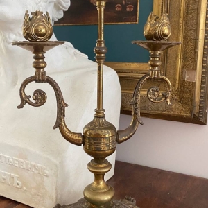 Italian Two-Light Bronze Candelabra from Palermo