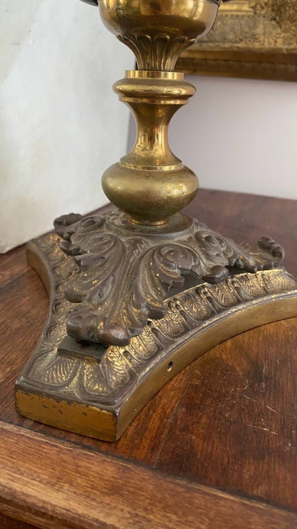 Italian Two-Light Bronze Candelabra from Palermo