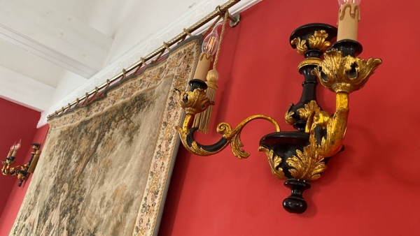 Antique Italian Baroque Wall Sconces, Pair