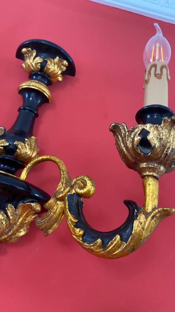 Antique Italian Baroque Wall Sconces, Pair