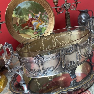 Art Nouveau Jardiniere with Glass Bowl