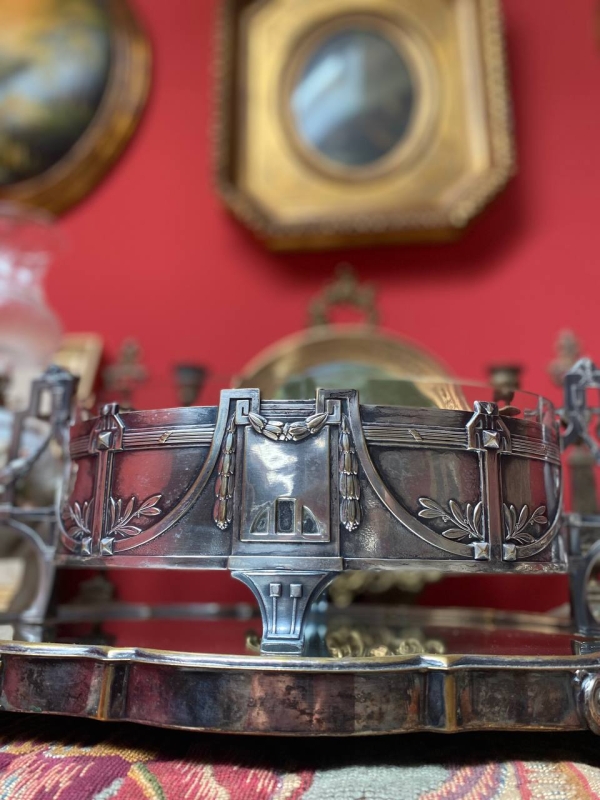 Art Nouveau Jardiniere with Glass Bowl