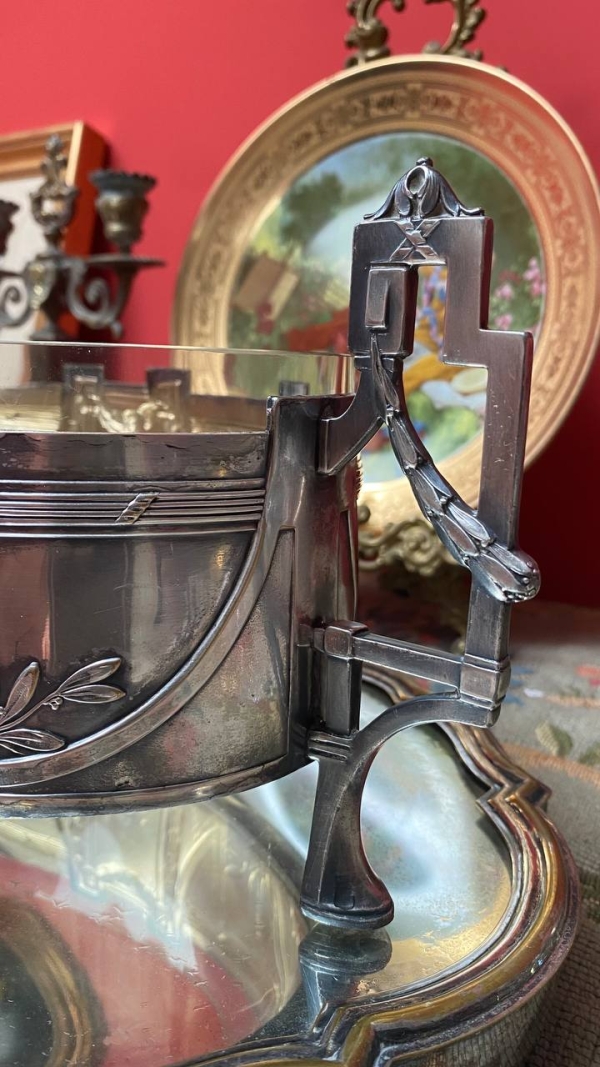 Art Nouveau Jardiniere with Glass Bowl