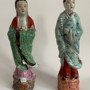 Pair of Chinese Famille Rose Figurines