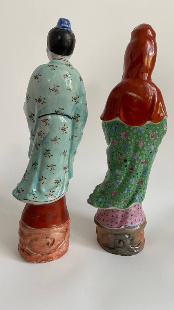 Pair of Chinese Famille Rose Figurines