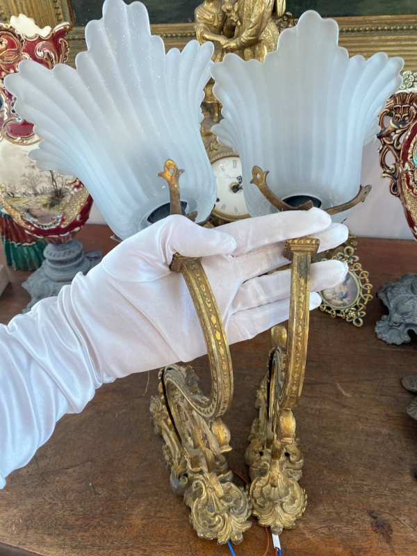 Pair of Gilt Bronze Wall Sconces