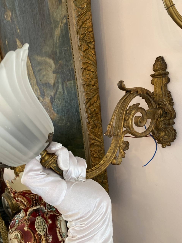 Pair of Gilt Bronze Wall Sconces